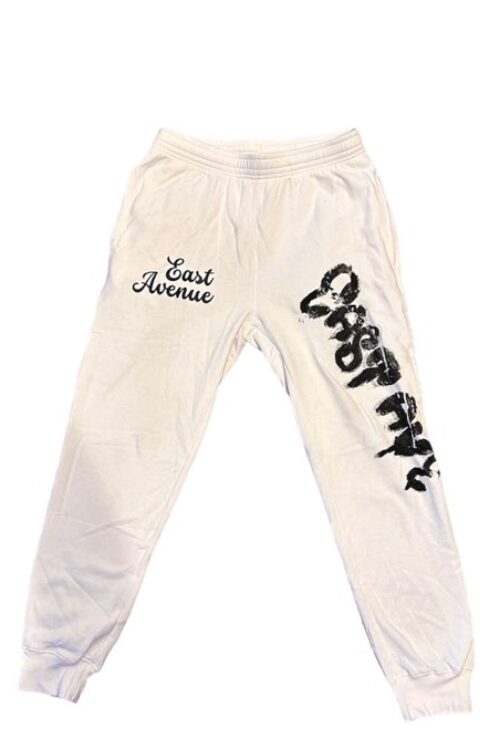 East Ave. Painted Joggers (White)